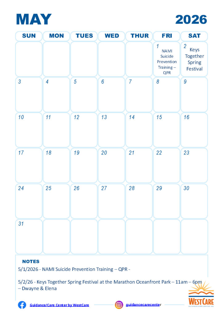 GCC WestCare May 2026 Calendar